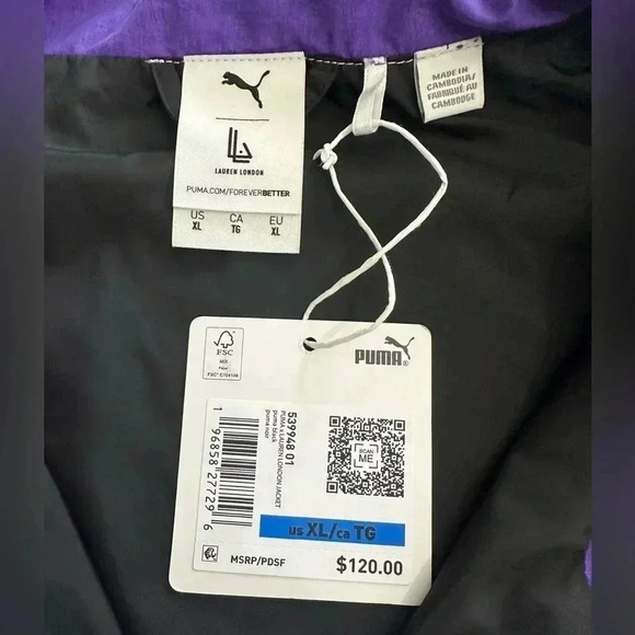 NWT Puma x Lauren London jacket Men’s Size XL Purple Black Retro Y2K - Picture 3 of 6
